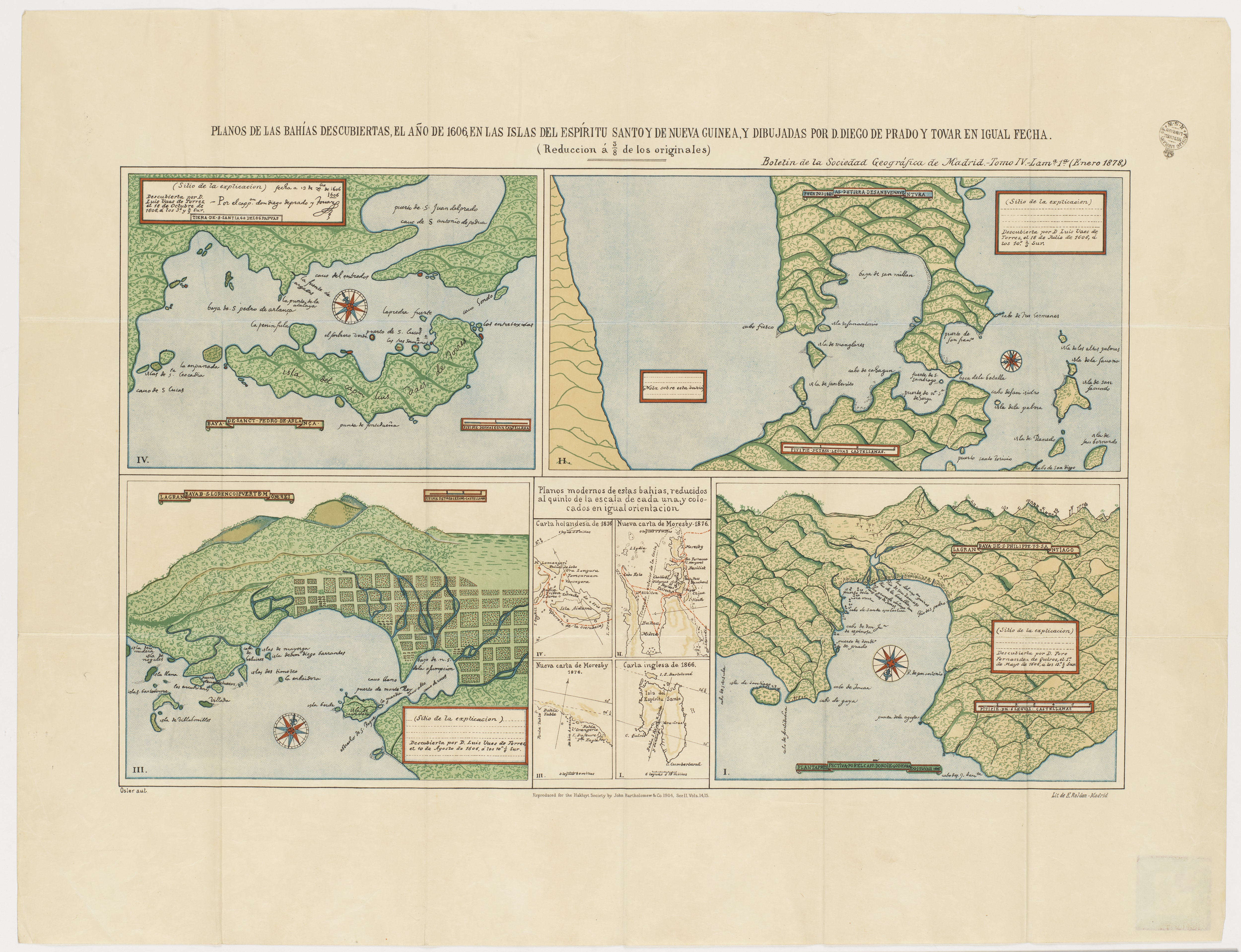 Above and top: Maps from The voyages of Pedro Fernandez de Quiros, 1595 to 1606 (1904), translated and edited by Sir Clements Markham.