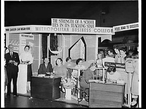 Metropolitan Business College exhibit at the 1956 Caree...