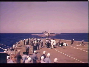 Fairey Gannet takes off from a RAN aircraft carrier