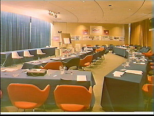 Conference room set up for a Cessna (aeroplanes) meetin...