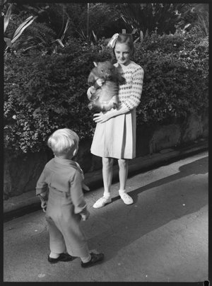 File 11: [Girl holding wombat, ca 1936-1946] / photogra...