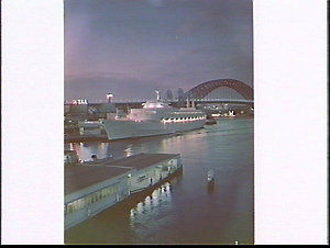 P&O liner Canberra at night, International Terminal, Sy...