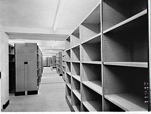 Brownbuilt compactus shelving, Public Library of NSW
