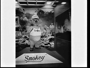 Smokey the Bear on the Bush fire stand at the Royal Eas...