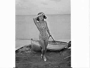 Female models in Jantzen beachwear and swimsuits, Cronu...