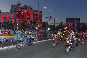 Item 05: Dykes on Bikes' participating in the 2016 Gay ...