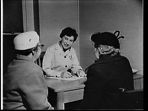 Marian Kite, handicapped by polio, working at Rachel Fo...
