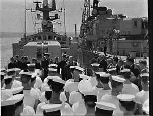 Ceremony for the handing over of HMAS Yarra to the RAN,...