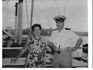 Captain Chownowski and his wife on board Stefan Okrzeja...