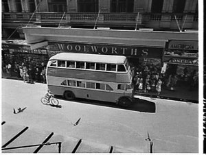 Leyland double-decker bus, Woolworths, 188 Pitt Street,...