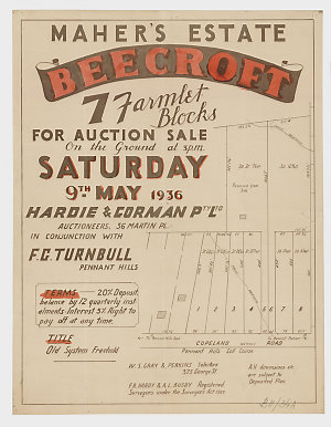 [Beecroft subdivision plans] [cartographic material]