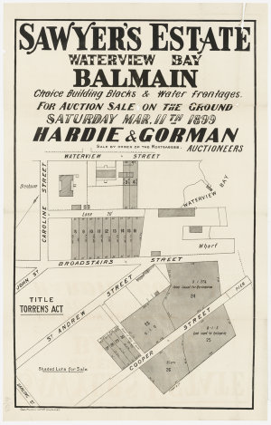 [Balmain subdivision plans] [cartographic material]