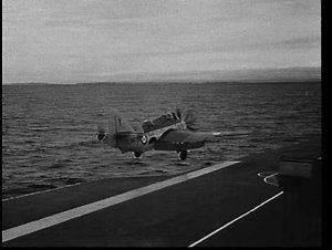 Fairey Gannet anti-submarine aeroplane taking off from ...