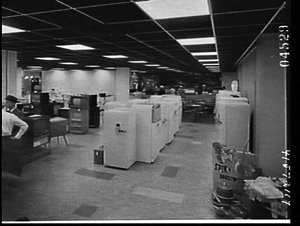 Televisions and refrigerators on the lower ground floor...