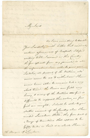 Collection 19: Letter from Arthur Phillip to the Marqui...