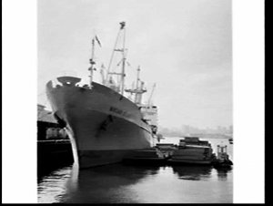 Guests arrive for lunch on board a Russian cargo ship, ...