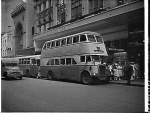 Leyland 422 double-decker bus to Tempe Depot, Woolworth...