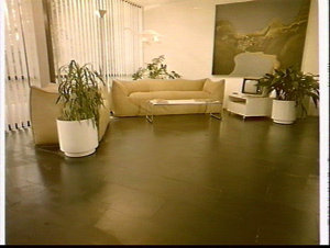 Natural Stone slate floor in a living room of a house