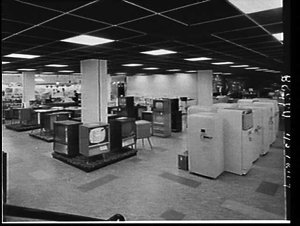 Televisions and refrigerators on the lower ground floor...
