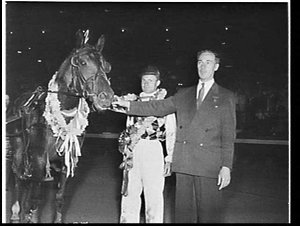 Laurel wreaths for Gentle John [trotting racehorse] and...