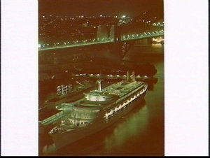 Bird's-eye view of the P&O liner Canberra at night, Int...