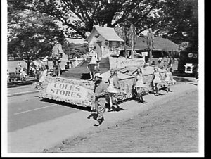 Coles float in the Waratah Spring Festival Parade, 1958