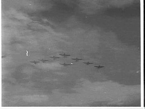 Demonstration of flying by S51 helicopters, Fairey Gann...