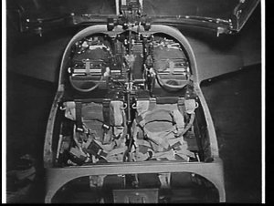 Cockpit of RAAF Vampire jet trainer at Bankstown