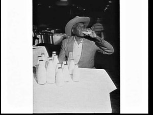 Albert Namatjira drinking milk in Anthony Hordern's res...