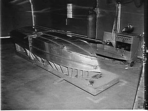Jig (frame) for an aluminium boat, De Havilland Aircraf...