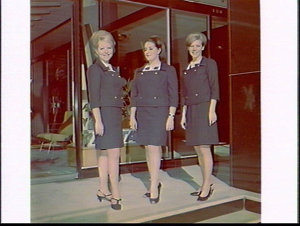 Female Alitalia booking officers in new uniform at the ...