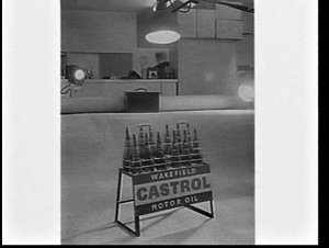 Castrol motor oil stand for an advertisement