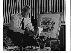 Frank McNamara, artist, in his Turramurra studio