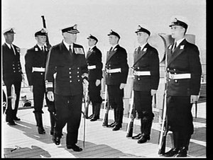 Cadet midshipmen being inspected at their passing-out p...
