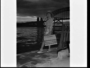 Italian migrant woman at Sydney Harbour Bridge