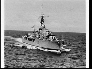 HMAS Arunta at sea off Malaya on a Commonwealth exercis...