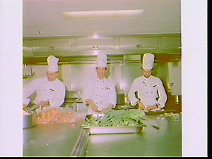 Kitchen staff prepare the Melbourne Cup lunch 1984, Reg...