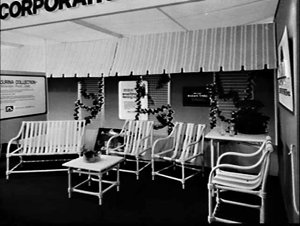 Garden furniture on the Nylex Corp. stand, NSW Guild of...
