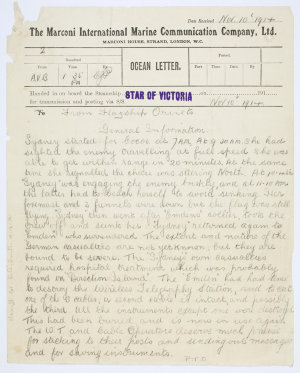 Various papers relating to World War I, 1914-1919