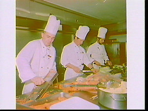 Kitchen staff prepare the Melbourne Cup lunch 1984, Reg...