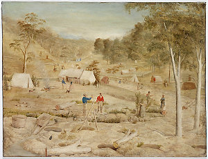 [Mining camp, Victoria or New South Wales], ca. 1855-60...