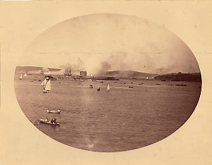 Sham Naval fight, Sydney Harbour, 1881