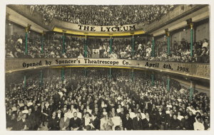 Audience from the stage, The Lyceum, opened by Spencer'...
