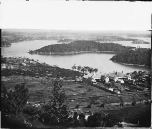 Panorama of Sydney Harbour showing Balls Head Bay and G...