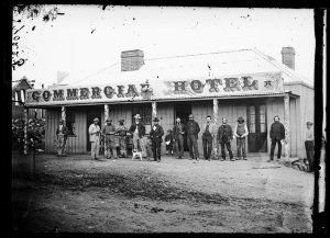 Group outside Commercial Hotel, (licensee Hugh Hanna), ...