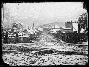 Winter snow falling, 1872, Hill End