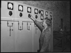 Messrs F Pearce and R Adams working on isolators at Nes...