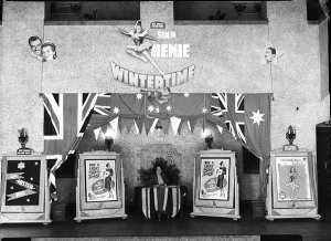 Movie display advertising the film with Sonja Henie in ...