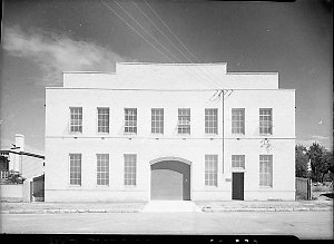 Unidentified factory building; front facade
