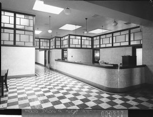 Interiors; reception desk, Manly Council